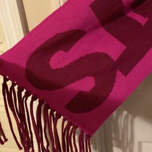 Magenta pink and light pink graphic saying printed scarf New